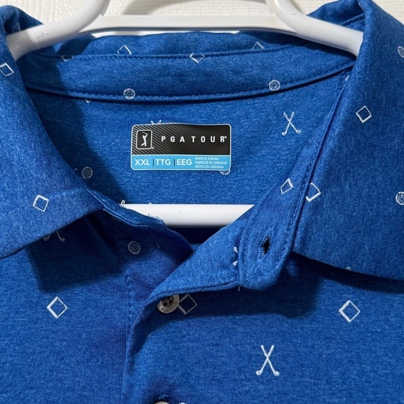 PGA Tour Men’s Golf Polo Shirt Small Club Logos Blue Short Sleeve Men 2XL - Picture 6 of 7